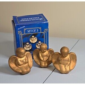 Lincolnshire Collection Porcelain Cherub Angel Figurines Set of 3 Gold Boxed